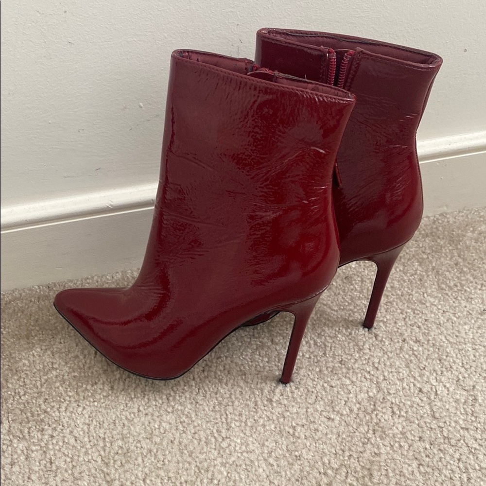 Elegant Red Stiletto Ankle Boots